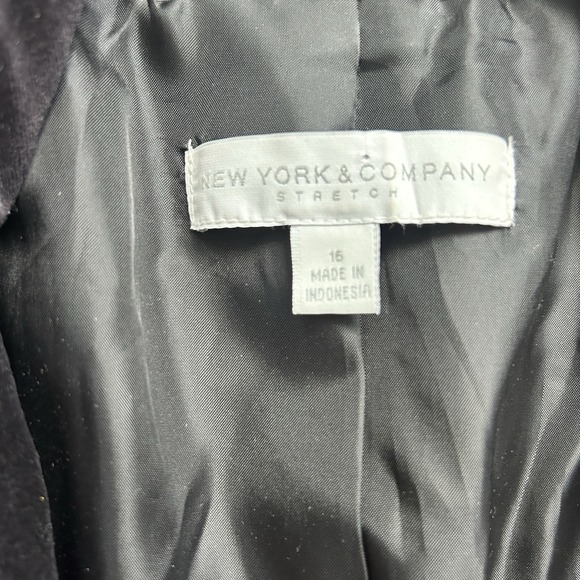 New York & Co. Stretch Navy‎ Blue Velvet blazer  Womens Size 16 - Picture 8 of 12
